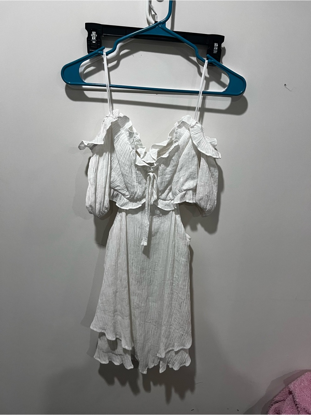 Nordstrom White Ruffled Off-Shoulder Mini Dress